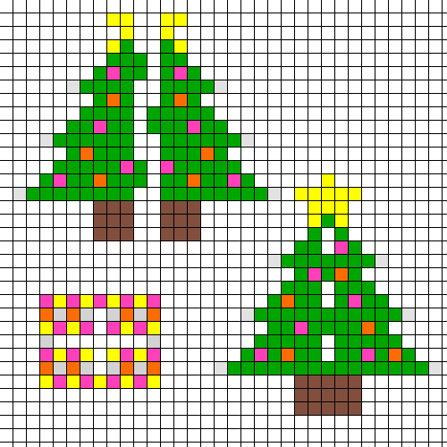 アイロンビーズのクリスマスツリーにアクセを飾りつけ 図案も アイロンビーズブログ